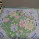 31.5" Green Floral Mahjong Mat Set and 4 Rack with Pushers