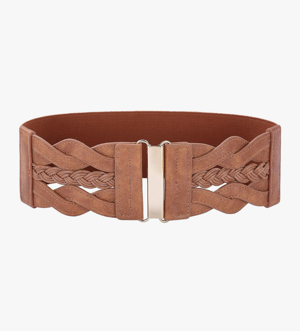 GRACE KARIN Women's Elastic Wide Belts Vintage Stretchy Belt Retro Fashion Cinch Belts for Dresses, Brown, XL