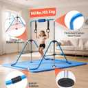 VEVOR Gymnastic Bars for Kids, 140 lbs Capacity Folding Training Kip Bar with Mat, Adjustable Height Gymnastic Horizontal Bar for Home, Training Equipment for Indoor Outdoor, Easy to Assemble