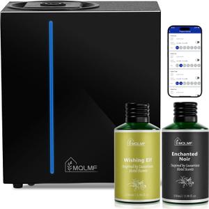 HVAC Diffuser Scent System - 10000 Sq Ft,WiFi & Bluetooth App Remote Control,Waterless,Ambient Light,Metal,Commercial Hotel Collection Whole House Diffuser Machine - Black