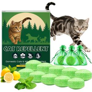 Cat Deterrent Outdoor, 10 Pack Natural Peppermint Essential Oil Cat Deterrent Balls Outdoor Indoor, Keep Cats Out of Yard Garden Lawn Plants Furniture Trash Anti Cat Scratch Chew, Keep Cats Away