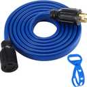 Kanayu 10 ft 4 Prong 30 Amp Flat Generator Extension Cord Compatible with Nema L14-30p/l14-30r 10 Gauge Flat Generator Power Cable Locking for Manual Transfer Switch 125/250v 7500w, Etl Listed