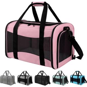Carriers Soft-Sided Pet Carrier Pink for Medium Large Cats Dogs Undertake 35Lbs,Ventilated Mesh Windows,Top Load Cat Carrier with Airline Approved(X-Large,Pink)