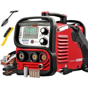 HONE MIG Welder Machine, Actual 145Amp 110V/220V Dual Voltage Flux Core Welder, 3 in 1 Synergic Gasless wire MIG/Stick Welder/Lift TIG Welding Machine, IGBT Inverter with LCD Display Portable Welder.