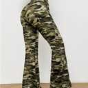 WSPLYSPJY Women's Print Stretch Bell Bottom Flare Palazzo Pants Trousers Camouflage XS