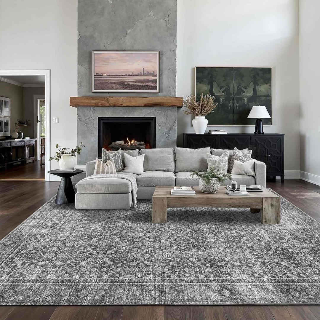 8x10 Area Rug Washable Non-Slip Vintage Carpet for Living Bedroom Room