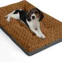 POCBLUE Deluxe Washable Dog Bed for Small Dogs Dog Crate Mat 24 inch Comfy Fluffy Kennel Pad Anti-Slip for Dogs Up to 25 lbs, 24" x 17", Brown