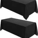 VidaFete 2 Pack 90*132inch Rectangle Tablecloth Polyester Table ClothStain Resistant and Wrinkle Polyester Dining Table Cover for Kitchen Dinning Party Wedding Rectangular Tabletop Decoration(Black)