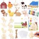 24 Pcs Party Favors Wooden Painting Craft Kits Birthday Party Supplies with Organza Bag for Goodie Bags Fillers Adult Thank You Gifts(Farm)