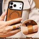 Butaiga for iPhone 17 Pro Max Leather Case with Stand, Anti-Slip Grip Ring, Fits for MagSafe (Brown, iPhone 17 Pro Max)