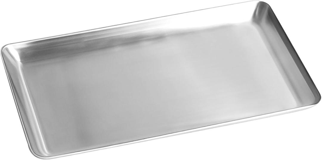 IMEEA Silver Tray SUS304 Stainless Steel Rectangular Tray for Bathroom Vanity Jewelry and Serving, 9.8x 6