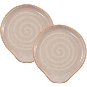 Bico Light Beige Spoon Rest Set, Set of 2, Microwave and Dishwasher Safe, for Kitchen Counter, Stove Top, Coffee Table