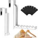 2-Packs Over the Door Hanger Hooks with Extra Anti-slip Pads, Metal Folding Clothes Drying Racks for Laundry, Dorm, Portable Space Saving Coat Towels Organizer Rack for Travel, Hanging Storage