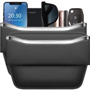 HOLDCY Car Seat Gap Filler Organizer - Leather Console Side Pocket Seat Storage - Stylish and Practical Car Accessories for Cars,SUV,Truck (Black - 2 Pack)