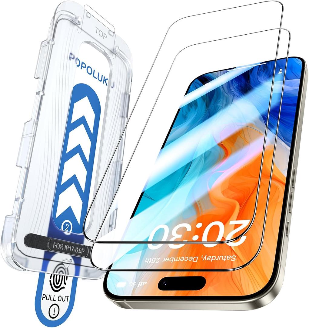 9H+ Military-Grade Tempered Glass for iPhone 17 Pro Max Screen Protector Anti-Glare & Longest Durable Shatterproof HD Clear, Easy Install, Bubble Free, 2 Pack