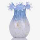Blown Glass vase, Wide Mouth vase, Modern Art Deco Glass vase for Home Living Room Office Dining Table Centrepiece Bookshelf and Wedding Decoration Glass vase.