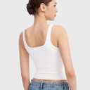 PUMIEY White Tank Tops for Women Square Neck Sleeveless Summer Tops, Splashed White X-Small