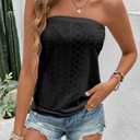 ZAFUL Women Satin Strapless Tube Tops Side Split Sleeveless Backless Bandeau Top Going Out Bustier Tops Silk Tank Top, XL (Black)