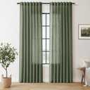 Nanspring Olive Green Linen Curtains 84 Inches Long 2 Panels for Living Room Semi Sheer Bedroom Linen Back Tab Light Filtering Loden Moss Green Farmhouse Boho Drapes 84 Inch Length Loden W50 x L84