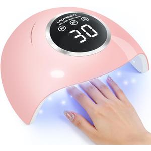72W UV LED Nail Lamp, 2026 New Upgrade UV Light for Gel Nails with 18 Beads, 3 Timer Nail Dryer, LCD Display, Auto Sensor, Professional Nail Lamps for Gel Polish  Best Gifts, Pink Lamp