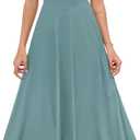 Zattcas Womens 2025 Spring Summer Square Neck Sleeveless Flowy Swing Midi Dress Wedding Guest Prom Cocktail Party Dress (Medium, Blue Green)