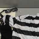 5 Pieces Halloween Costume Set, Men's Robber Costume Halloween Cosplay Burglar Accessories Striped Shirt for Adult