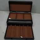 Juvale Mens Jewelry Box Organizer and Holder - Black Watch Box with Leather Valet Tray for Home Improvement - 12.6 x 9 x 4 In - Mens Jewelry Organizer