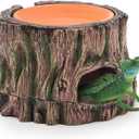 Reptile Hide Cave, Reptile Hideout with Detachable Base and Humidity Dish, 3 in 1 Lizard Snake Hiding Place Tank Terrarium Decor for Gecko, Crabs, Amphibian, Turtle