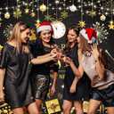 Black Gold Merry Christmas Backdrop Happy New Year 2026 Xmas Tree Gold Glitter Photography Background Winter Xmas New Year's Eve Family Holiday Party Decoration Banner Supplies (Black Gold, 8x6FT)