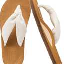 ZURIN Flip Flops for Women with Arch Support, Women Flip Flops Sandals with Yoga Mat Cushion, Summer Beach Walking Thong Sandals Slides Indoor Outdoor Travel (Beige, S)