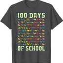 100 Days of School Dinosaur 100 Days Smarter 100th Day Kids T-Shirt Small