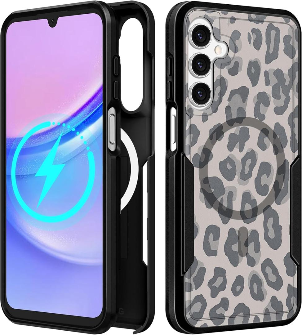 for Samsung Galaxy A16 5G Phone Case - Compatible with MagSafe Women Girls Cute Magnetic Protective Cover Cool Funny Unique Leopard Heavy Duty Shockproof Design for Samsung A16 5G Case