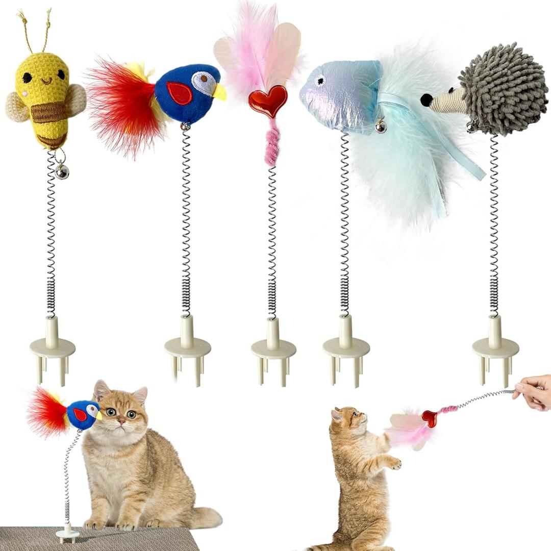 5PCS Cat Toys,Cat Wand Toy,Cat Scratcher Toys,Cat Scratcher Plug-ins & Cat Fun Themselves Play Toys,Fun Toy for Cat Kitty Kitten Puppy. (5PCS), Large