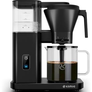 Kismile 8 Cup Drip Coffee Maker Machine, Pour Over Coffee Brew with 3s Instant Heat 197-205, Removable Water Tank, Adjustable Flow Control, Deep Cold Brew & Keep Warm 40 Min, Easy to Clean(Black)