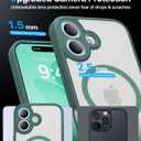 Magnetic Shockproof for iPhone 17 Case,[Full Camera Protection][Compatible with Magsafe][Non-Slip][Mil-Grade Protection] Slim Anti-Yellow Translucent Matte Phone Case for iPhone 17,Pine Green