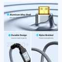 Highwings Mini HDMI to HDMI Cable 10FT, 4K 60Hz High Speed HDMI to Mini HDMI Cable Male Bi-Directional 2.0 Cord, for HDTV, Tablet, Camera and Camcorder [Aluminum Shell, Nylon Braided] (Grey)