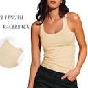 Artfish Women Sleeveless Ribbed Fitted Scoop Neck Full Length Racerback Basic Tank Tops (S)