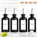 4PCS Olive Oil Dispenser Bottle For Kitchen, Soy Sauce Dispenser w. Labels, Glass Oil and Vinegar Dispenser Set, Coffee Syrup DispenserCooking Oil Dispenser (Black,12OZ)