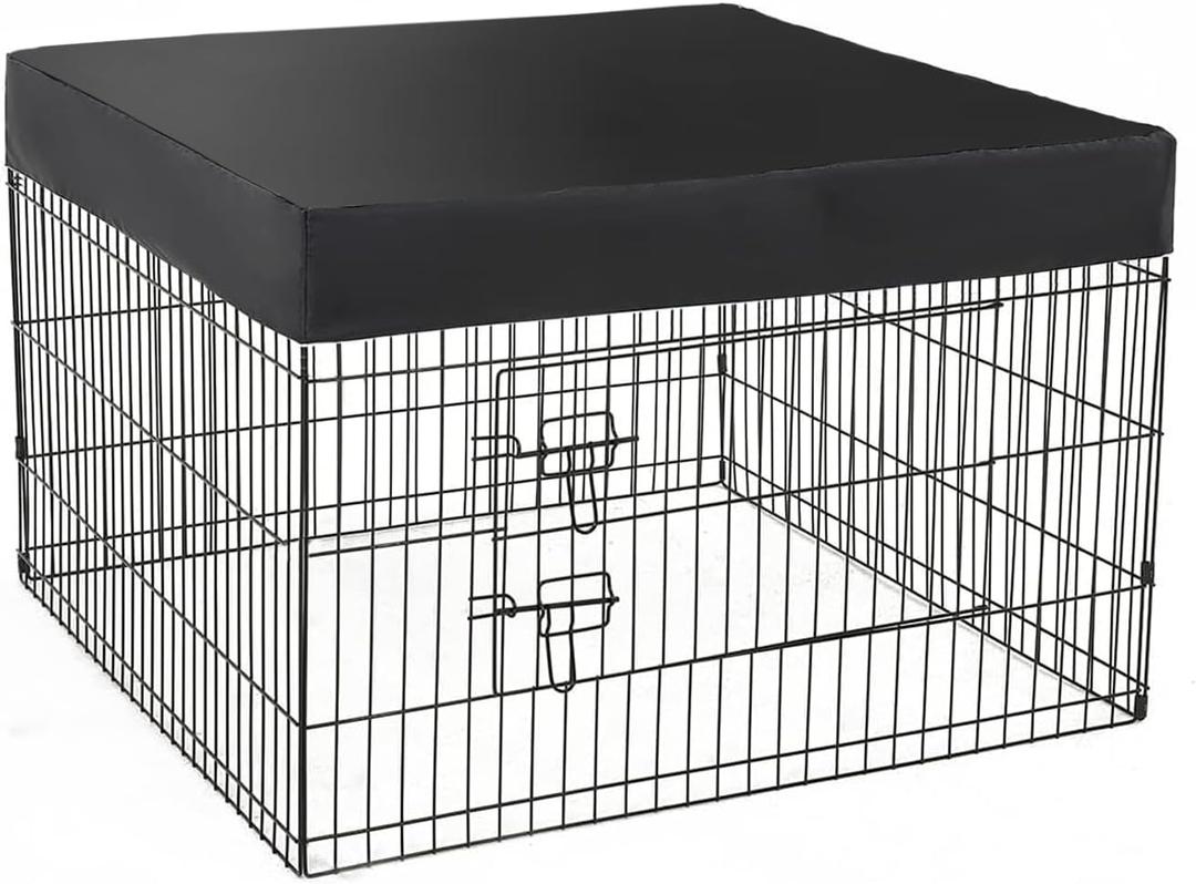 Dog Playpen Cover, Dog Playpen Mesh Top Cover, Dog Pen Cover Fits 36 Inch 4 Panels Pet Playpen, Sun/Rain Proof Pet Playpen Cover for Indoor/Outdoor Use, Black (Cover only)