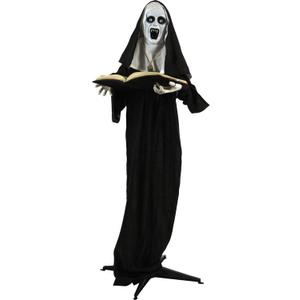 Haunted Hill Farm Life-Size Scary Talking Witch Nun Halloween Animatronic with Touch Activated Lights and Sound, Poseable, Battery Operated Indoor or Covered Outdoor Creepy Halloween Decorations