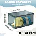 SCAVATA 2 Pack Large Hat Organizer Box, Stackable Clear Baseball Caps Holder Box Containers with Sliding Door for Hats Snapback Cap Storag, Hat Rack Display Case, Holds 20 Hats Each -Blue