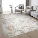 5x7 Area Rug Living Room Rug: Washable Modern Abstract Soft Thin Rug Indoor Floor No Slip Stain Resistant Carpet for Bedroom Dining Room Farmhouse Nursery Home Office - Brown Grey