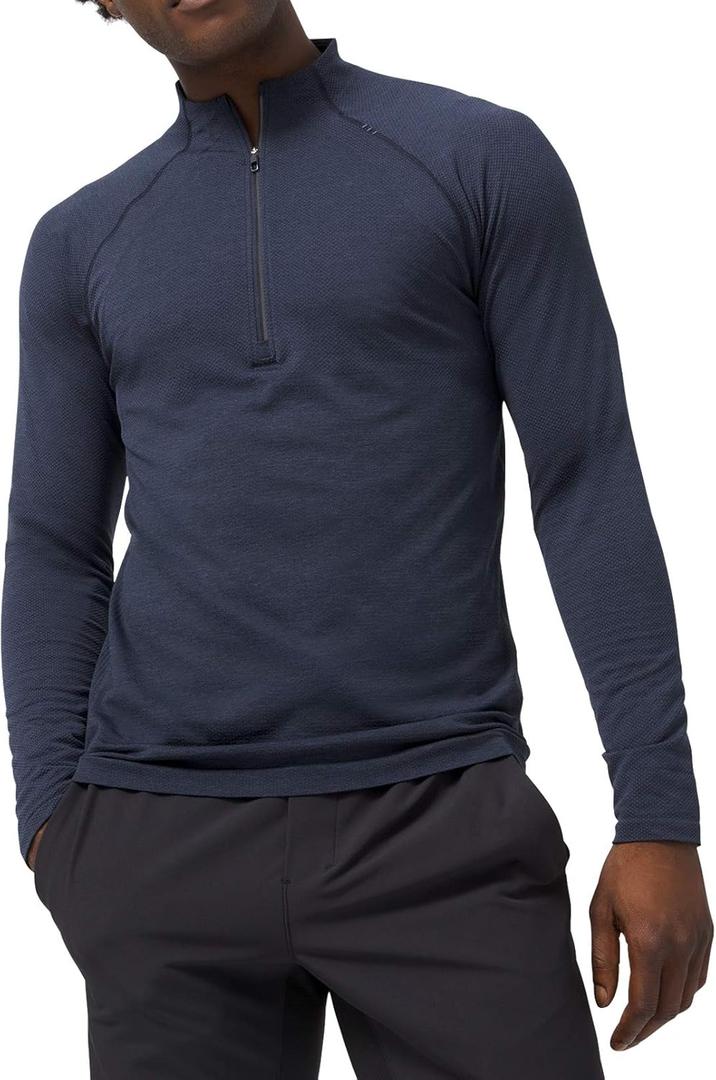 lululemon Mens Metal Vent Tech 1/2 Zip Long Sleeve Shirt (X-Large, Mineral Blue/True Navy)