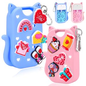 2 x Mity rain Valentine Cat Silicone Case for Touchland Mist 1 FL OZ Hand Sanitizer Spray, Portable Travel Keychain with 10 Love Charms, Ideal Valentine’s Day Gifts for (Him/Her) your belove