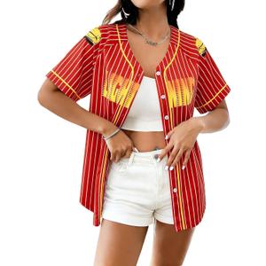 Car Jersey Women Cars Baseball Outfit Racing Blouse Shirt Casual V Neck Family Vacation T-Shirt (Red, M)