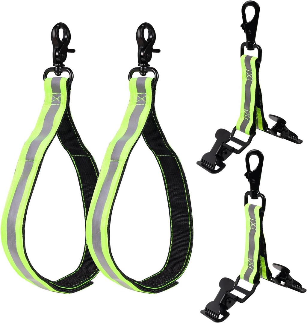 4pcs Glove Safety Straps, Including 2pcs Adjustable Glove Straps and 2pcs Glove Clips Heavy-duty Firefighter Glove Holder Tools Reflective Trim Glove Belt Clips Gear for Workers, Guards, Police Rescue