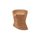 PRETTYGARDEN Women's Faux Leather Tube Tops 2025 Summer Strapless Asymmetrical Ruched Bandeau Shirts Going Out Club Outfits, XS