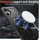 2 x 360 Spin Magnetic Kickstand Case for iPhone 16 Plus [Compatible with MagSafe] [Sturdy & Versatile Stand] Military-Grade Drop Protection Anti-Fingerprint Anti-Scratch, Black
