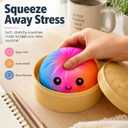 Mystery Colorful Dumpling Squishies with Steamer Box, Soft Stretchy Bao Bun Stress Relief Balls, Sensory Fidget Squeeze Toys for Anxiety Relief, Decompression Desk Toys