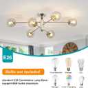 hesoge Modern Sputnik Ceiling Lights 6 Light Semi Flush Mount Ceiling Fixture with Glass Globes Chrome Chandelier for Dining Room Bedroom Living Room Kitchen Farmhouse.